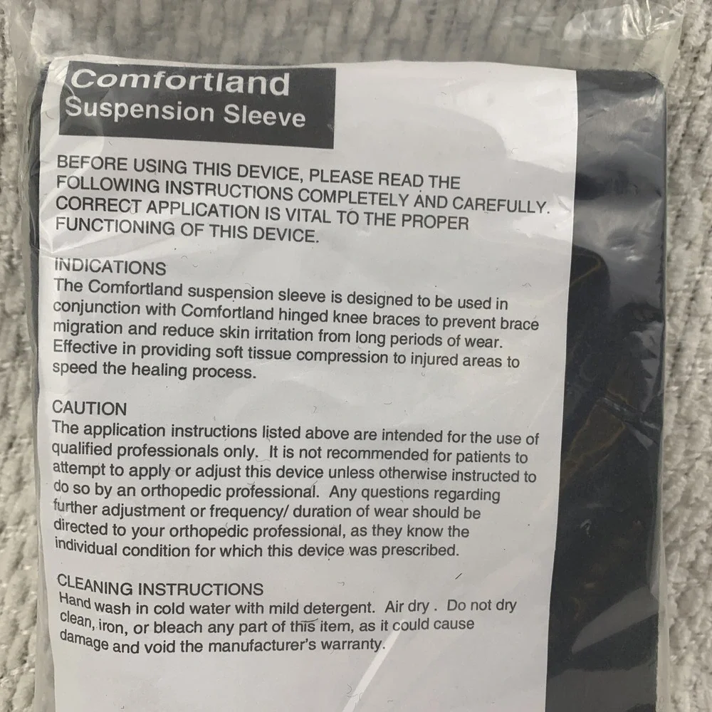 NEW Comfortland CK-007 Knee Brace Suspension Sleeve L2397‎ Black Comfort Land